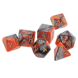 7PCS Two Colors Polyhedral Dice 16mm pour Dungeons and Dragons Table Games Orange Silver