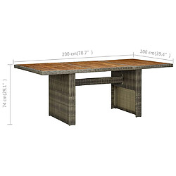 vidaXL Table de jardin Marron Résine tressée et bois d'acacia massif pas cher