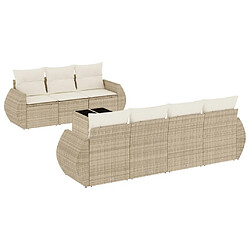 vidaXL Salon de jardin avec coussins 8 pcs beige résine tressée