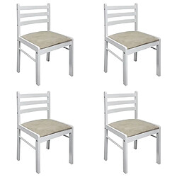 Decoshop26 Lot de 4 chaises de salle à manger cuisine design classique hévéa solide et velours blanc CDS021237