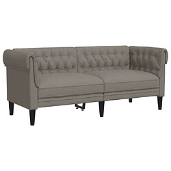 vidaXL Canapé Chesterfield 2 places taupe tissu