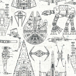 Roommates Papier peint adhésif Star Wars Blueprint - 52,07 cm x 5.03 m