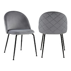 Avis Vente-Unique Lot de 6 chaises en velours et acier inoxydable noir - Gris - MELBOURNE