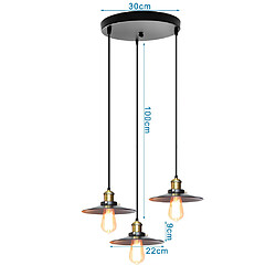 Acheter Stoex Suspension Luminaire Vintage Métal Ø22cm - Edison 3 Têtes - Style industriel pour Cuisine Salon Salle à manger Bar , Noir