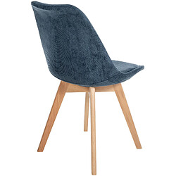 Acheter Decoshop26 Chaise de salle à manger x1 design scandinave en velours côtelé bleu et pieds en bois clair 10_0002279