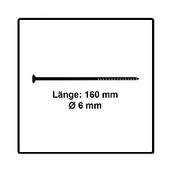 Fischer Power-Fast II FPF II Vis à bois aggloméré 6,0x160 mm,100 pcs., tête fraisée, empreinte Torx, filetage total, zingué et passivé bleu ( 670464 ) 