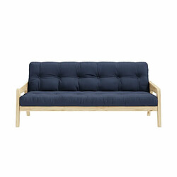 Inside 75 Canapé convertible futon GRAB pin naturel coloris marine couchage 130 cm.