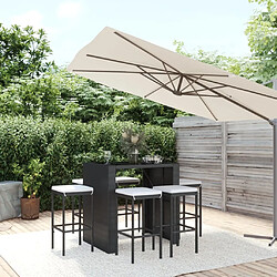 Maison Chic Ensemble de bar de jardin 7 pcs et coussins,Table + chaises + coussins d'extérieur noir poly rotin -GKD717344