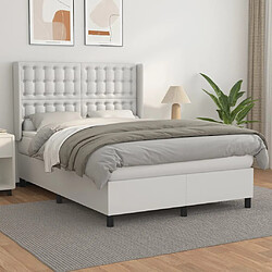 vidaXL Sommier à lattes de lit avec matelas Blanc 140x190cm Similicuir 