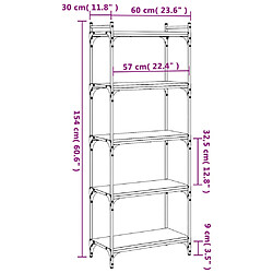 vidaXL Bibliothèque à 5 niveaux noir 60x30x154 cm bois d'ingénierie pas cher