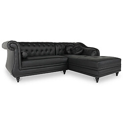 Canapé d'angle droit Empire Noir style chesterfield