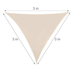 Relaxdays Voile d?ombrage Triangle diffuseur d?Ombre Protection Soleil Balcon Jardin UV 3x3x3 m Toile imperméable, Beige