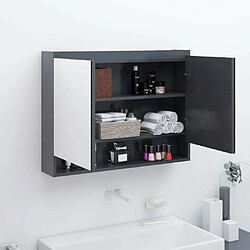 Maison Chic Armoire à miroir de salle de bain,Meuble de rangement,Meuble bas de bain 80x15x60 cm MDF Gris -GKD729142