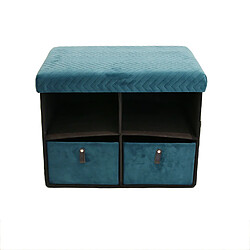 The Home Deco Factory Banc de rangement pliable design velours Meli - L. 50 x H. 38 cm - Bleu pas cher