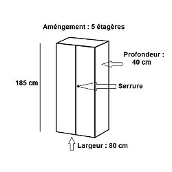 Inside 75 Armoire de rangement avec serrure LUND 2 portes blanc mat 80 x 40 cm profondeur