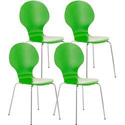 Decoshop26 Lot de 4 chaises de cuisine salle à manger empilables dossier arrondi en bois vert et métal chromé 10_0003176