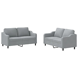 vidaXL Ensemble de canapés 2 pcs avec coussins Gris clair Tissu