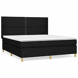 Maison Chic Structures de lit + matelas,Lit à sommier tapissier avec matelas Noir 160x200 cm Tissu -MN54726