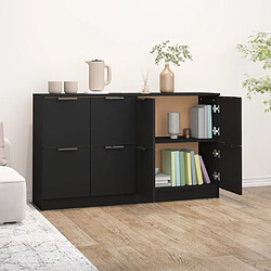 Maison Chic Ensemble de 2 Buffets,commode,console pour rangement Noir 60x30x70 cm Bois d'ingénierie -MN84153 pas cher