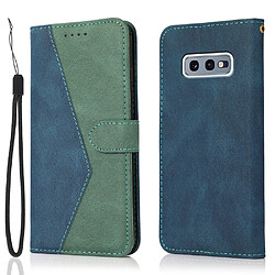 Etui en PU + TPU épissage de couleur avec support et cordon bleu vert pour votre Samsung Galaxy S10e