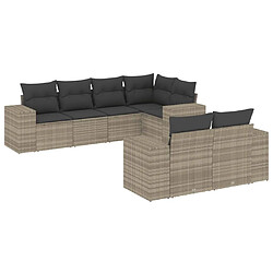 vidaXL Salon de jardin avec coussins 7 pcs gris clair résine tressée