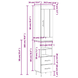 vidaXL Buffet haut Gris béton 34,5x34x180 cm Bois d'ingénierie pas cher