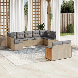 Maison Chic Salon de jardin avec coussins 9 pcs | Ensemble de Table et chaises | Mobilier d'Extérieur beige résine tressée -GKD79089