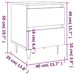 vidaXL Table de chevet chêne fumé 40x35x50 cm bois d’ingénierie pas cher