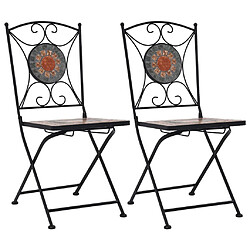 vidaXL Chaises de bistrot mosaïque lot de 2 Orange et gris