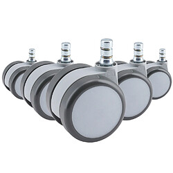 5x Roulettes pour sols durs ROLO MOVE 60 Technologie No-Noise 11mm / 60mm blanc/gris hjh OFFICE