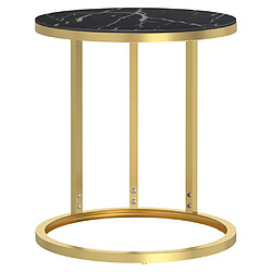 vidaXL Table d'appoint Doré et marbre noir 45 cm Verre trempé