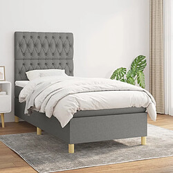 Maison Chic Lit Adulte - Lit simple Lit à sommier tapissier et matelas moelleux - Meuble de Chambre - Gris foncé 90x190 cm Tissu -MN21065