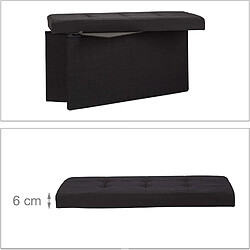 Helloshop26 Tabouret banquette pouf de rangement pliant coffre repose-pieds 76 cm noir lin 13_0002337