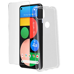 Avizar Coque Google Pixel 4A Souple et Film Verre Trempé Dureté 9H transparent