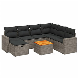 Maison Chic Ensemble Tables et chaises d'extérieur 8 pcs avec coussins,Salon de jardin gris résine tressée -GKD946307