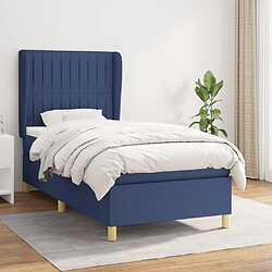 Maison Chic Structures de lit + matelas,Lit à sommier tapissier avec matelas Bleu 90x190 cm Tissu -MN74676