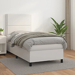 vidaXL Sommier à lattes de lit avec matelas Blanc 80x200 cm Similicuir