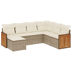 Maison Chic Salon de jardin avec coussins 7 pcs, Ensemble Tables et chaises de jardin, beige résine tressée -GKD358236