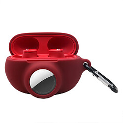 Coque en silicone avec porte-clés, rouge vin pour votre Beats Studio Buds + AirTag