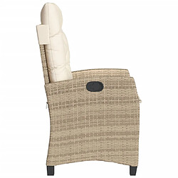 Acheter vidaXL Chaise inclinable de jardin avec coussins beige résine tressée