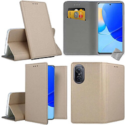 Htdmobiles Housse etui portefeuille avec coque intérieure en silicone pour Huawei Honor 50 SE / Nova 9 SE + verre trempe - OR MAGNET