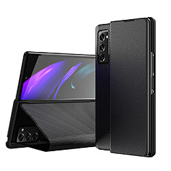 Coque en TPU + PU texture en fibre de carbone et kevlar noir pour votre Samsung Galaxy Z Fold2 5G