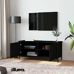 Avis Maison Chic Meuble TV scandinave - Banc TV pour salon avec portes noir 102x35x45 cm bois d'ingénierie -MN83892