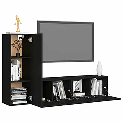 Avis Maison Chic Ensemble de meubles TV 3 pcs | Banc TV Moderne pour salon | Meuble de Rangement - Noir Aggloméré -MN42786