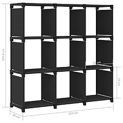 vidaXL Étagère d'affichage 9 cubes Noir 103x30x107,5 cm Tissu pas cher