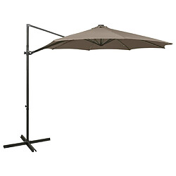 ComfortXL Parasol Déporté Avec Mât Et Lumières LED Taupe 300 Cm