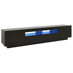 Maison Chic Meubles TV avec lumières LED - Banc TV pour salon Noir 200x35x40 cm -MN59442