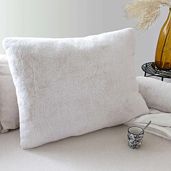 Toilinux Coussin AZURA imitiation fourrure 2 tons - 65 x 50 cm - Blanc