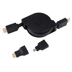 Wewoo Pour HDTV moniteur et projecteur PC appareils photo tablettes smartphone 1 m HDMI mâle vers HDMI rétractable audio connecteur adaptateur câble avec mini HDMI micro HDMI Adaptateurs