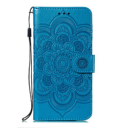 Etui en PU fleur de mandala bleu pour votre Samsung Galaxy A50